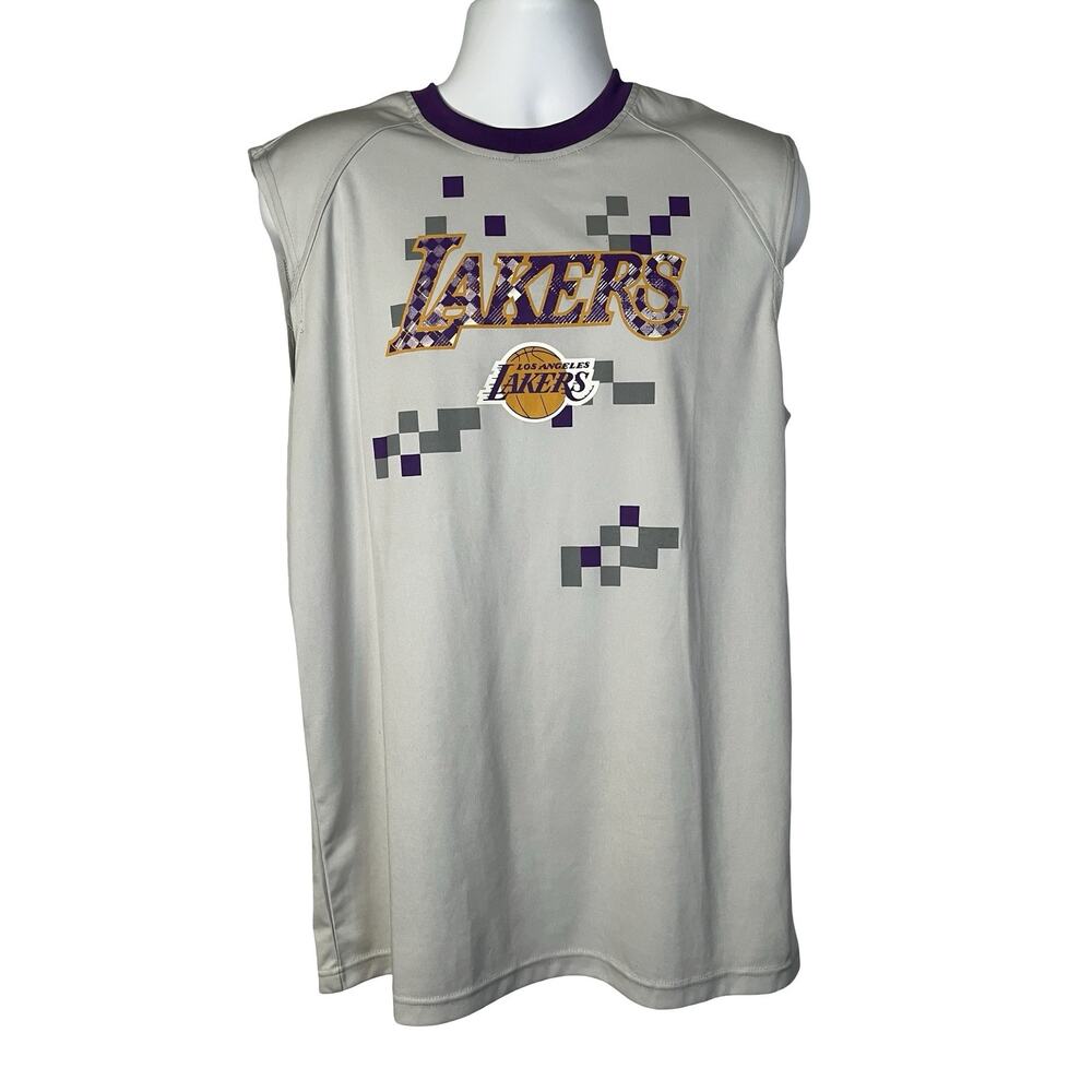Los Angeles Lakers Shirt Mens XL Gray Purple NBA Basketball Zipway‎ Sleeveless
